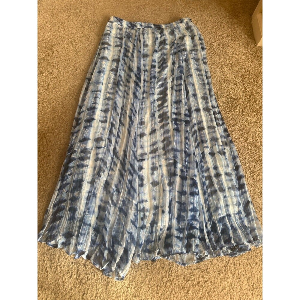 Flint & Moss Skirt Women's L Blue White Abstract Maxi Boho Cottagecore Coastal